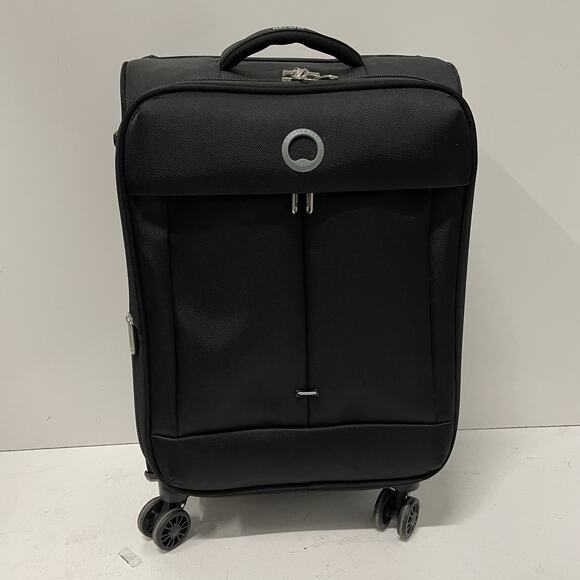 DELSEY Flight Lite 20” Carry On Luggage Softside Spinner 4-Wheel Black Smooth - Picture 1 of 12